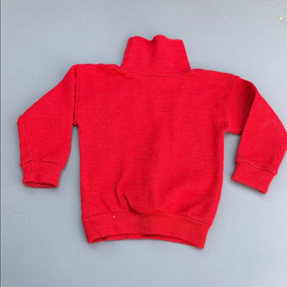 🧡12-18m Vintage Cozy Red Kids Turtleneck Sweater homemade material unknown